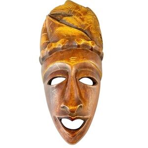 Haitian Carved Wood Mask Indigenous Tribal Art Folk Art Fish Carving Vintage